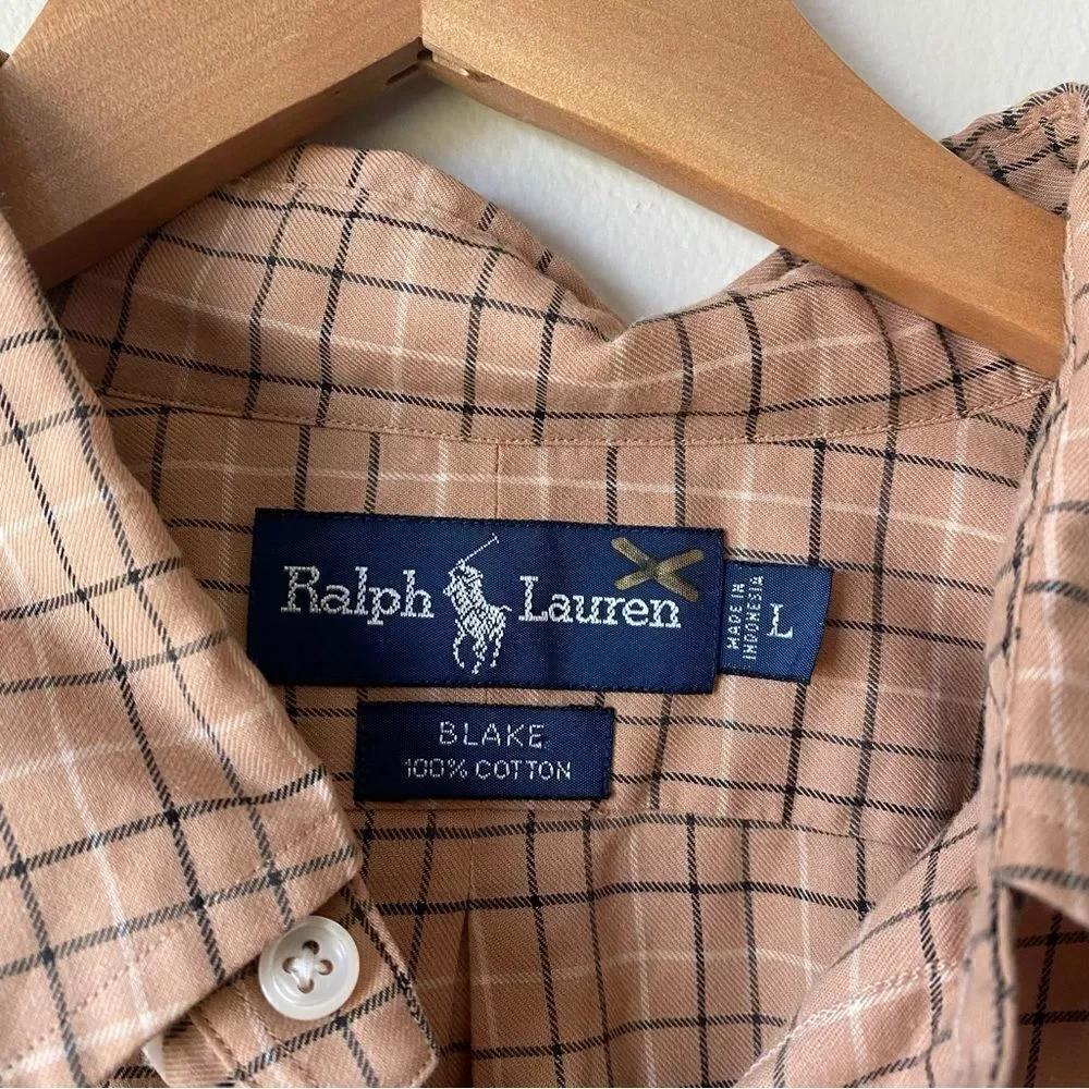Ralph Lauren Blake brown/tan cotton button down shirt men’s large